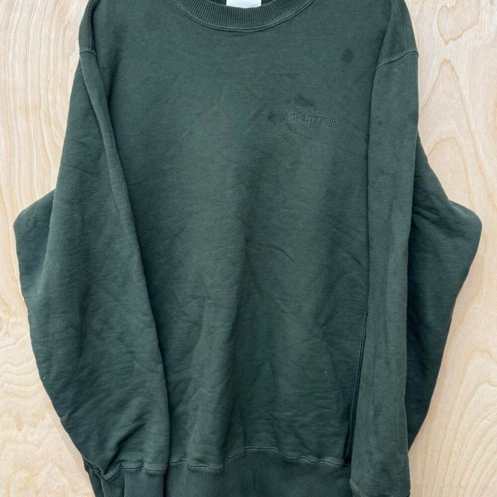 Aime-leon-dore Men's Green and Khaki Sweatshirt